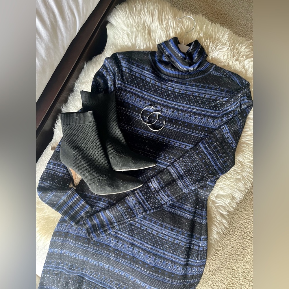 WHBM Blue & Black Tunic Dress